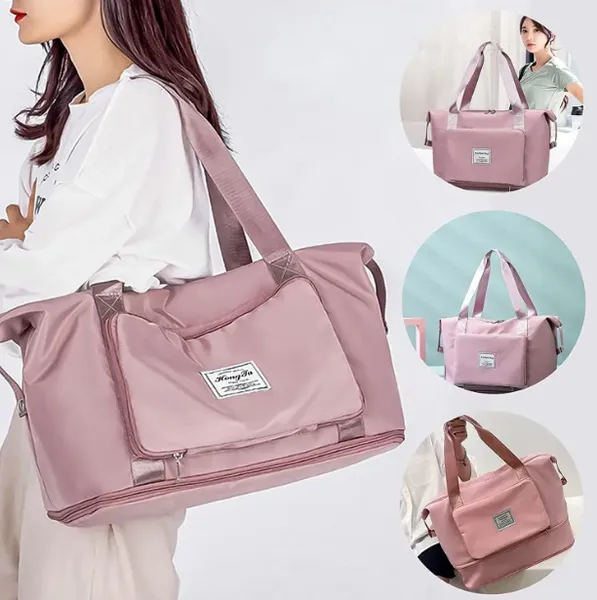 Pink Foldable Unisex Travel Duffle Bag | SYandMarket