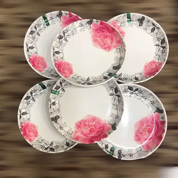 Milda Pink Flower Print Dinner Plates (Set Of 6) SYandMarket